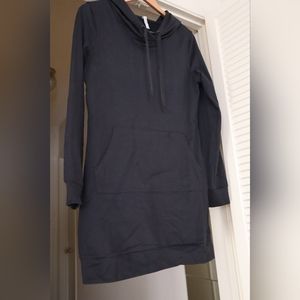 Fabletics Black Pullover Hooded Sweatshirt Dress